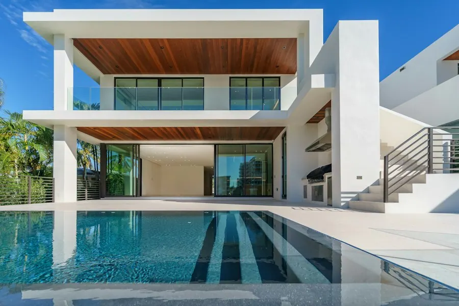 A modern cliffside villa with pool