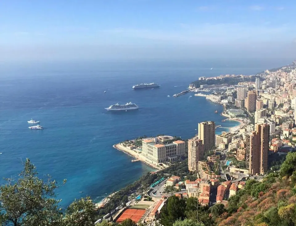 The harbour and hillside of Monaco at dusk